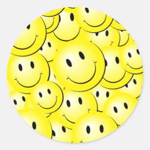 Lotsa Sunny Lycklig Ansikte om Stickers Runt Klistermärke