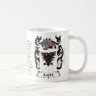 Lott, historien, det menande och vapenskölden på kaffemugg