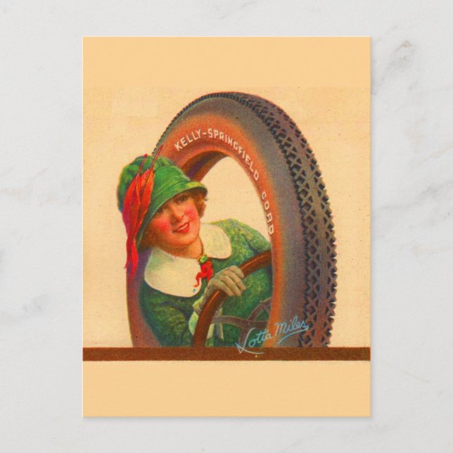 Lotta Miles no. 1920s Kelly-Springfields däck m Vykort (Framsida)