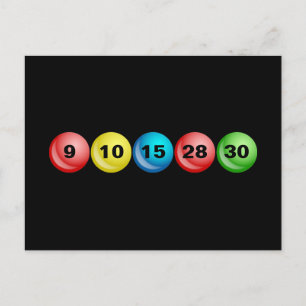 Lottery Bollar, 9, 10, 15, 28, 30 Vykort