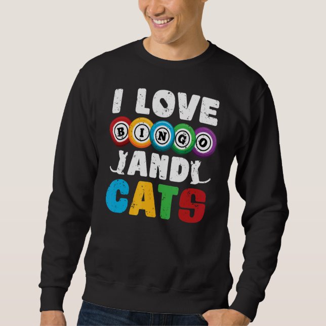 Lottery Cat Gambling Bingo Player Pet Cat Owner B Lång Ärmad Tröja (Framsida)