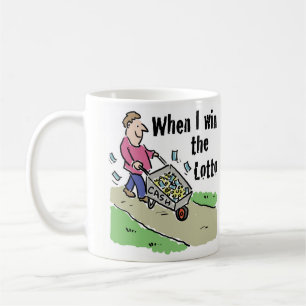 Lottery Winning Design Man med Barrow i Pengarar Kaffemugg