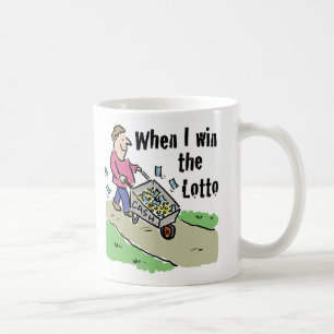 Lottery Winning Design Man med Barrow i Pengarar Kaffemugg