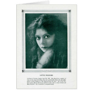 Lottie Pickford 1916 vintage porträtt-kort Hälsningskort