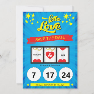 Lotto Love Save the Date Bröllopsinbjudan Spara Datumet