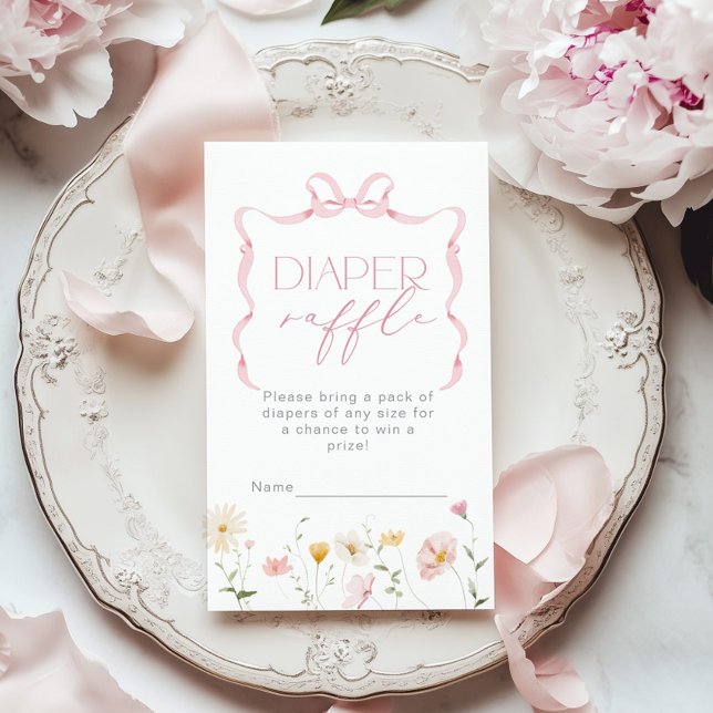 Lotttricket för Rosa Bow Wildflower blöjor Tilläggskort (Skapare uppladdad)