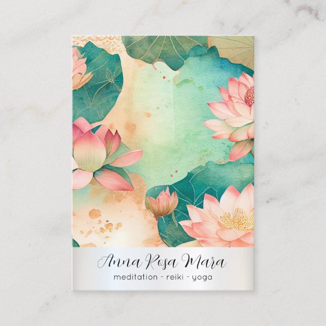 *~* Lotus 3 PHOTO Nature Flowers QR AP67 Art Visitkort (Framsida)