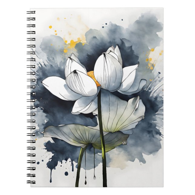 Lotus - Akvarellblommor Anteckningsbok (Framsidan)