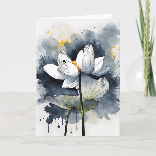 Lotus - Akvarellblommor Kort (Framsida)