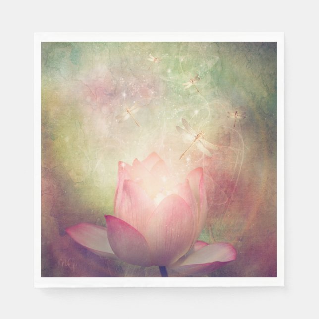 Lotus and Dragonflies Pappersservett (Framsidan)