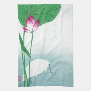 Lotus and White Heron, Koson, Ukiyo-e Kökshandduk