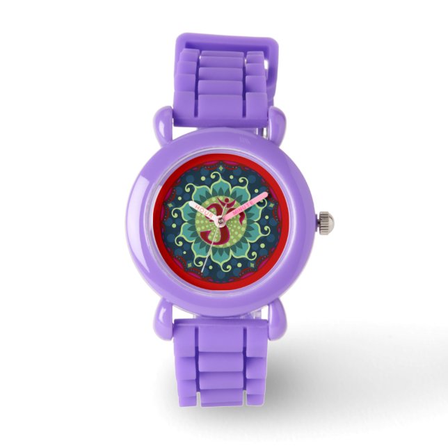 Lotus Aum - OM - Red, Blue and Teal Wrist Watch Wa Armbandsur (Framsida)