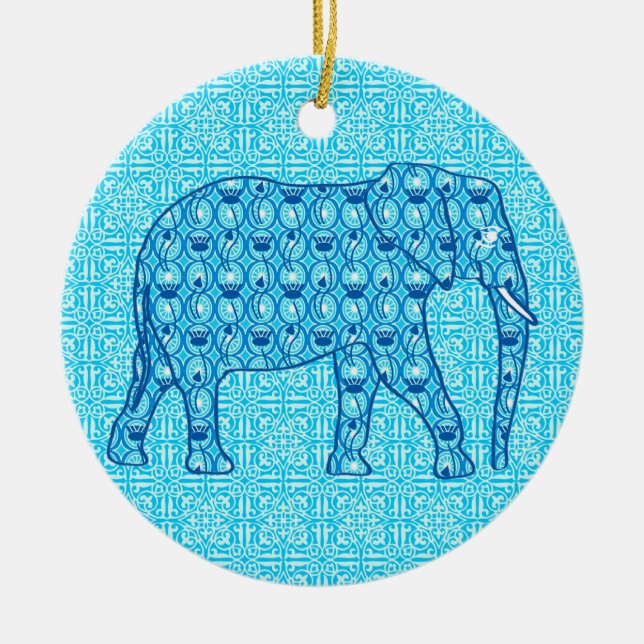 Lotus blomelefant - turkos julgransprydnad keramik (Framsidan)