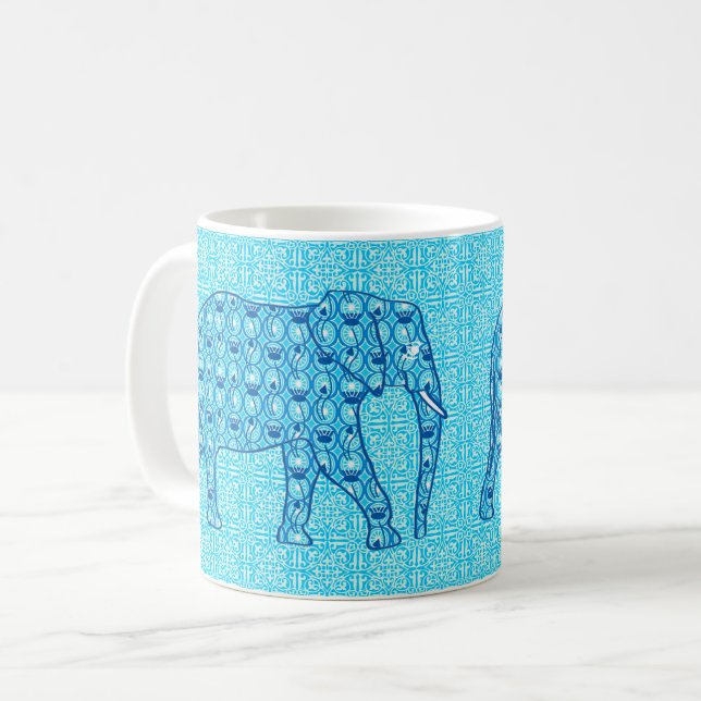 Lotus blomelefant - turkos kaffemugg (Framsida vänster)