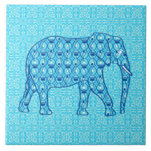 Lotus blomelefant - turkos kakelplatta