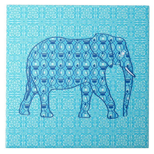 Lotus blomelefant - turkos kakelplatta (Framsidan)