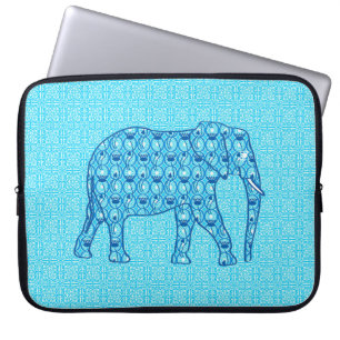 Lotus blomelefant - turkos laptop sleeve