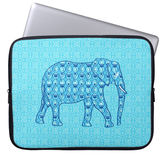 Lotus blomelefant - turkos laptop sleeve (Framsidan)