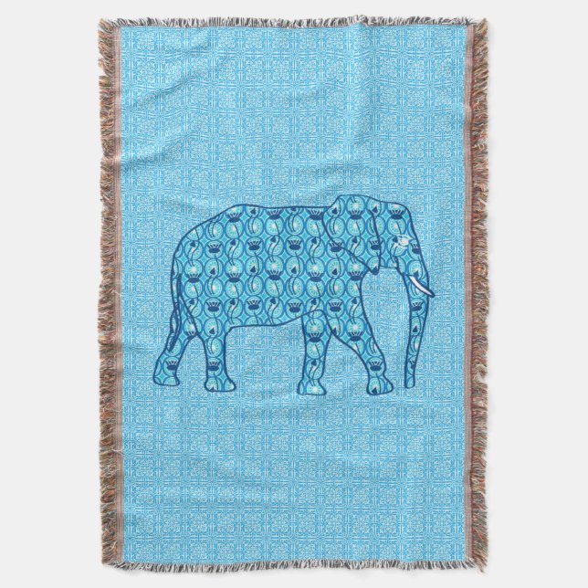Lotus blomelefant, turkos och akva filt (Framsidan Vertikal)