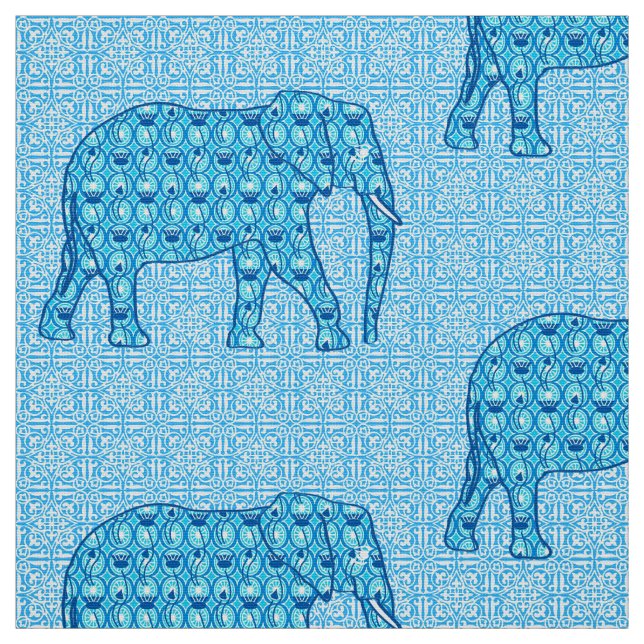 Lotus blomelefant - turkos tyg (Provkarta)
