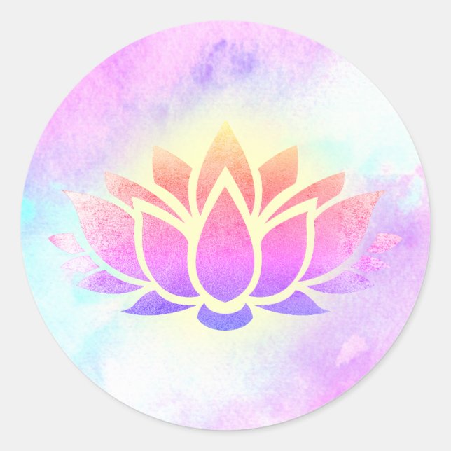 lotus blomma i vattenfärg runt klistermärke (Framsida)