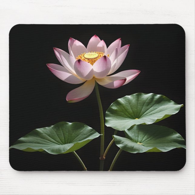 Lotus-blomman med löv digital konst musmatta (Framsidan)