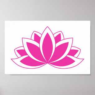 Lotus-blomman med ursprunglig Rosa-buddistisk symb Poster