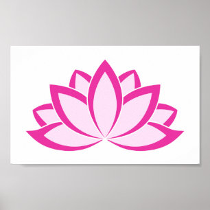 Lotus-blomman med ursprunglig Rosa-buddistisk symb Poster