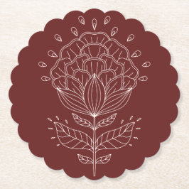 Lotus blommans vita linje teckning blommigt burgun underlägg papper