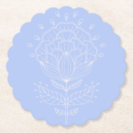 Lotus blommans vita linje teckning blommigt lilach underlägg papper