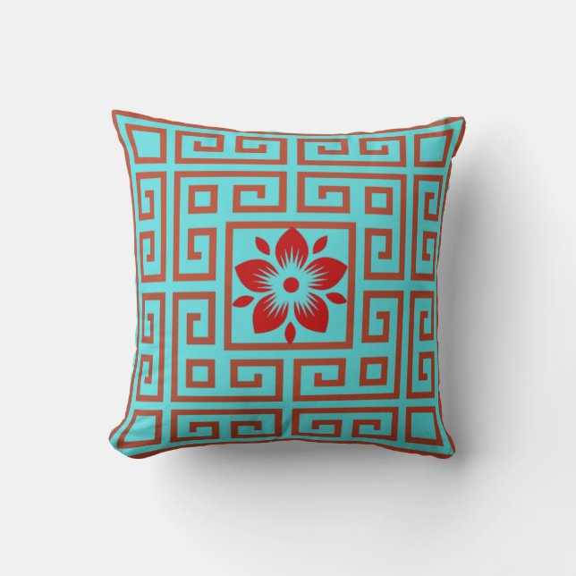 "Lotus Blommar: Chinese Elegance Pillow" Kudde (Framsida)