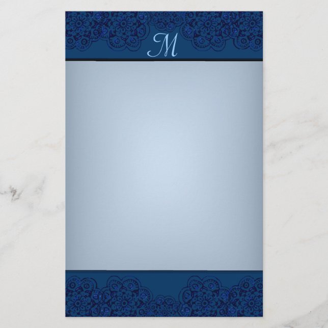 Lotus Blommar (Henna)(Blue) Brevpapper (Framsida)