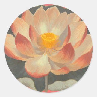 Lotus Blommar, Lilypad, Vatten Lily Buddhist Symbo Runt Klistermärke