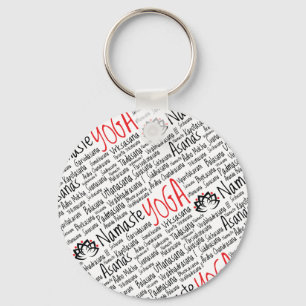 Lotus Blommar med elegant Black and Red Yoga Posit Nyckelring