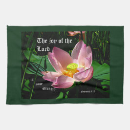 Lotus Blommar Nehemiah 8:10 Kökshandduk