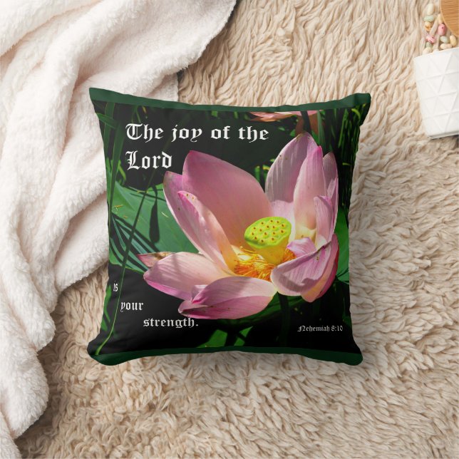 Lotus Blommar Nehemiah 8:10 Kudde (Filt)