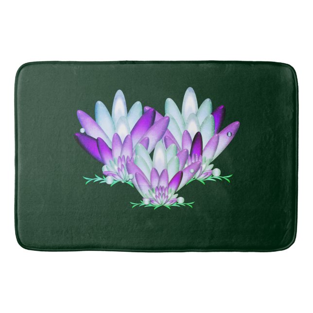 Lotus blommar on sea grönt bakgrund badrumsmatta (Framsidan)