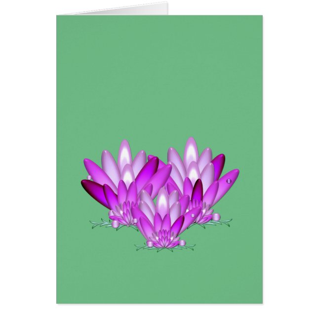 Lotus blommar rosa på havets grönt hälsningskort (Framsidan)