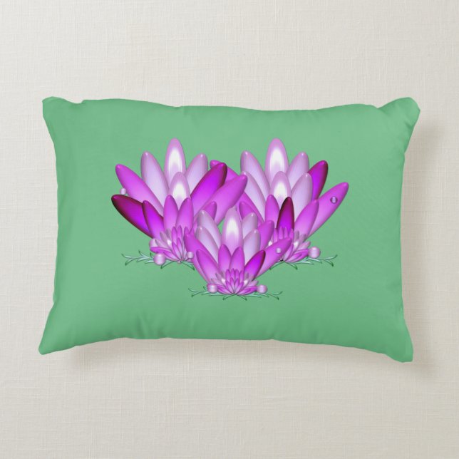 Lotus blommar rosa på havets grönt prydnadskudde (Baksidan)