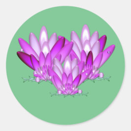 Lotus blommar rosa på havets grönt runt klistermärke