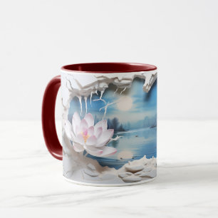 Lotus Blommar & Serene Sjö Ceramic Coffee Mugg ☕