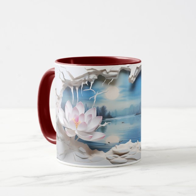 Lotus Blommar & Serene Sjö Ceramic Coffee Mugg ☕ (Framsida vänster)