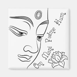 Lotus blommom Mani Padme Hum Black Magnet