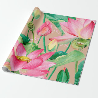 Lotus blommor sömlös mönster. botanisk vattenfärg presentpapper