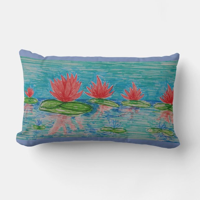 Lotus blommor Teckning Lumbar Cushion Lumbarkudde (Framsida)