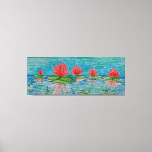 Lotus blommor Teckning Single Canvastryck