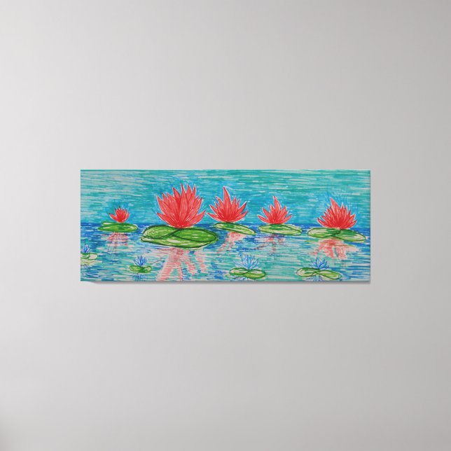 Lotus blommor Teckning Single Canvastryck (Framsida)