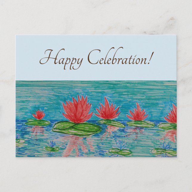 Lotus blommor Teckning vykort (Framsida)