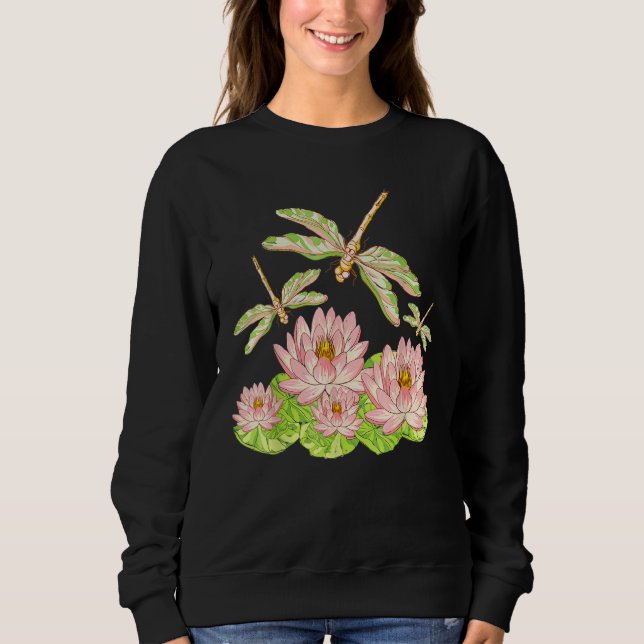 Lotus Blossom Dragonfly  Lotus T Shirt (Framsida)