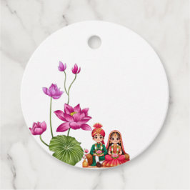 Lotus, bride och groom bild gåvor etiketter